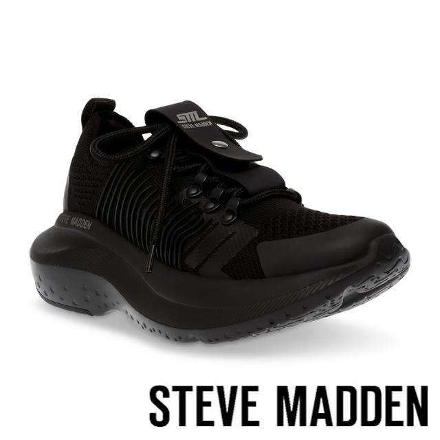 【STEVE MADDEN】ELEVATE 1 綁帶厚底休閒鞋(黑色)