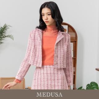 【MEDUSA 曼度莎】現貨-甜美粉紅 短版小香風外套（M-XL）｜女外套 毛呢外套 西裝外套 冬新品(201-5280A)
