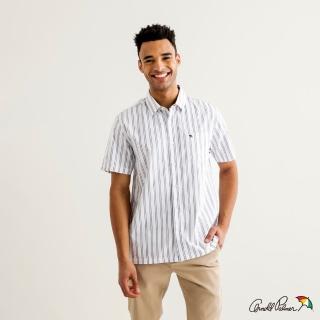 【Arnold Palmer 雨傘】男裝-高質感直條紋短袖襯衫(白色)
