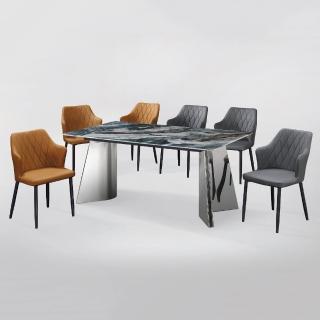 【MUNA 家居】YB-35型6尺超晶石餐桌椅組/1桌6椅(桌子 餐桌 休閒桌 餐椅)