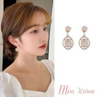 【MISS KOREA】S925銀針耳環 珍珠耳環/韓國設計S925銀針浪漫玫瑰花朵珍珠鑲嵌造型耳環(2色任選)