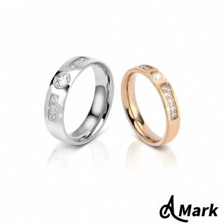 【A MARK】鈦鋼戒指 情侶對戒/閃耀鋯石鑲嵌316L鈦鋼雙色情侶對戒 戒指(2款任選)