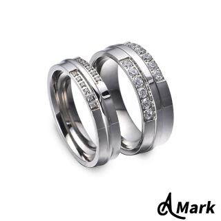 【A MARK】鈦鋼戒指 情侶對戒/極簡閃耀排鑽線條鑲嵌316L鈦鋼情侶對戒 戒指(2款任選)