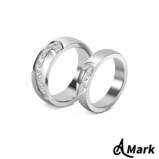 【A MARK】鈦鋼戒指 情侶對戒/微鑲美鑽愛心線條316L鈦鋼情侶對戒 戒指(2款任選)