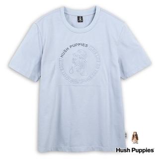 【Hush Puppies】男裝 T恤 品牌立體鋼模漁夫帽狗T恤(淺灰藍 / 43111212)