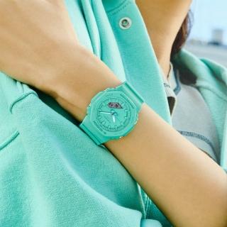 【CASIO 卡西歐】G-SHOCK S 縮小尺寸女版 簡約纖薄時尚八角錶殼運動雙顯腕錶/綠松藍(GMA-P2100-2A)