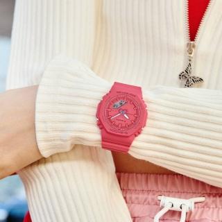 【CASIO 卡西歐】G-SHOCK S 縮小尺寸女版 簡約纖薄時尚八角錶殼運動雙顯腕錶/桃紅(GMA-P2100-4A)