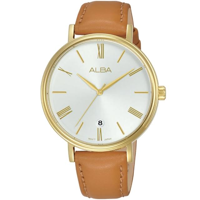 【ALBA】雅柏 CUTiE 輕奢質感 蜜糖皮革錶帶女錶-36mm(VJ32-X342J/AG8N90X1)