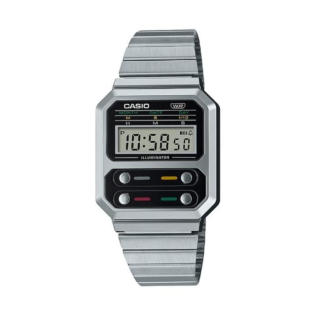 【CASIO 卡西歐】CASIO卡西歐 VINTAGE 經典復古簡約時尚電子錶-銀(A-100WE-1A)