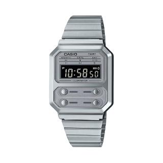 【CASIO 卡西歐】CASIO卡西歐 VINTAGE 經典復古簡約時尚電子錶-銀X銀白(A-100WE-7A)