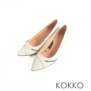 【KOKKO 集團】極致優雅水鑽柔軟綿羊皮細高跟鞋(白色)