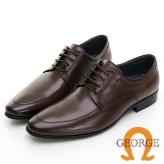 【GEORGE 喬治皮鞋】經典系列 牛皮U型縫線綁帶紳士鞋 -咖 335017CZ20