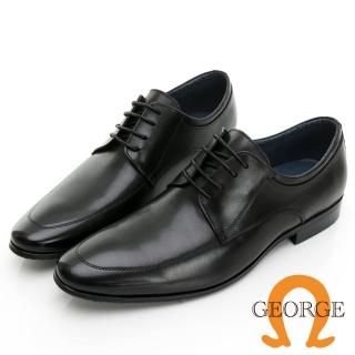 【GEORGE 喬治皮鞋】經典系列 牛皮U型縫線綁帶紳士鞋 -黑 335017CZ10