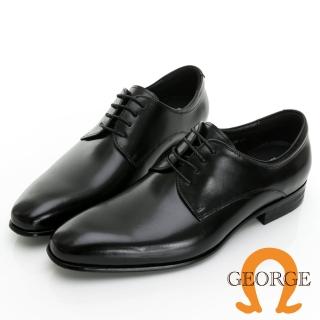 【GEORGE 喬治皮鞋】核心氣墊 牛皮經典素面綁帶紳士鞋 -黑 335021BW10