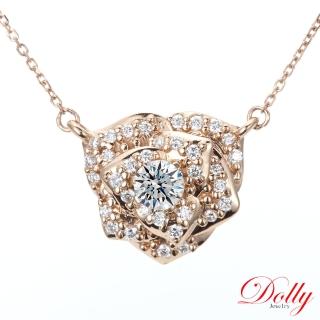 【DOLLY】0.10克拉 輕珠寶完美車工18K玫瑰金鑽石項鍊(005)