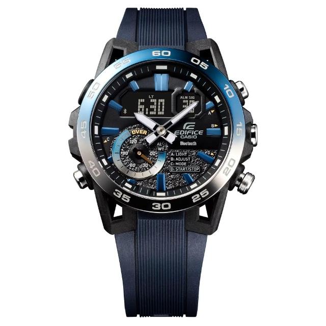 【CASIO 卡西歐】EDIFICE 藍牙 碳化鈦鍍膜錶圈  賽車運動錶48mm(ECB-40NP-1A)