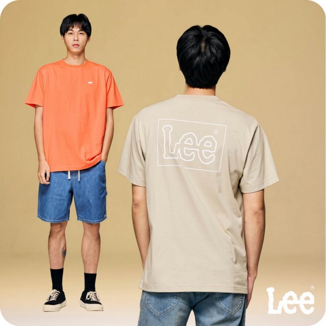 【Lee 官方旗艦】男裝 短袖T恤 / 背後長框 鏤空大LOGO 共2色 舒適版型(LB402023166 / LB402023169)
