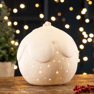【愛爾蘭Belleek Living】陶瓷聖誕雪布丁造型LED夜燈(絕版品限量1件)