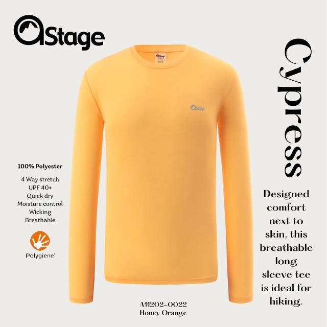 【AStage】Cypress T-Shirt 透氣快乾長袖排汗衣 男 蜂蜜橘(銀離子機能運動上衣)