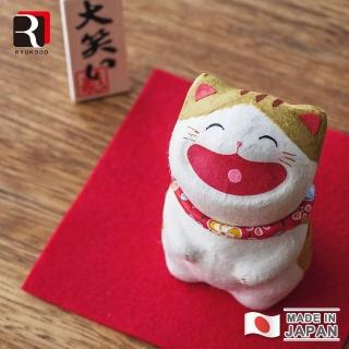 【RYUKODO龍虎堂】日本手工製和紙大笑開運擺飾(虎紋貓咪款)