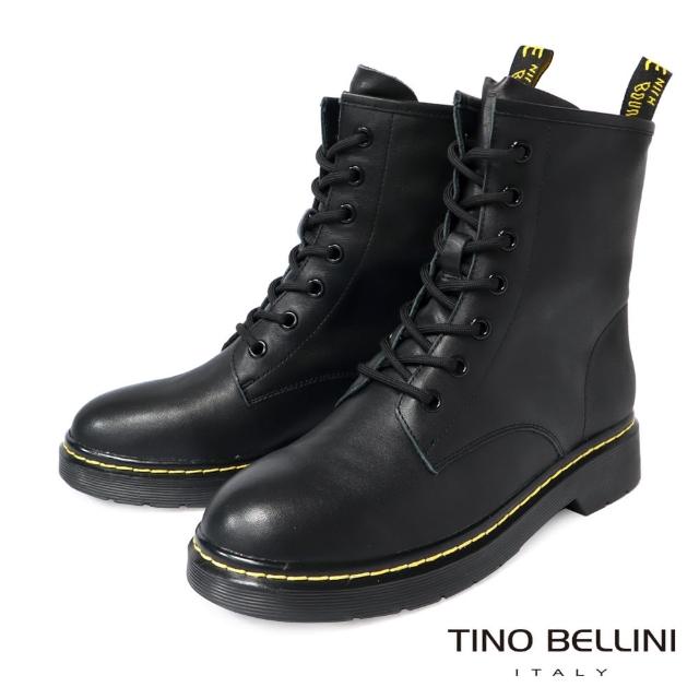 【TINO BELLINI 貝里尼】時尚潮流馬汀綁帶短靴FWMV003C(黑色)