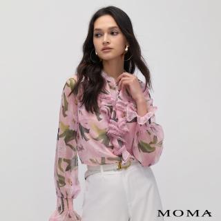 【MOMA】宮廷花卉荷葉領上衣(粉色)