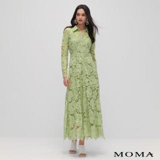 【MOMA】春形象款｜鏤空玫瑰蕾絲長版洋裝(淺綠色)