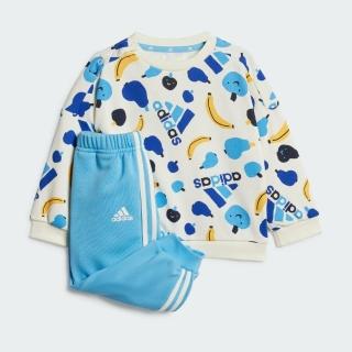 【adidas 愛迪達】套裝 中小童 男童 女童 運動 三葉草 I FRUIT FT JOG 白藍 IS2685