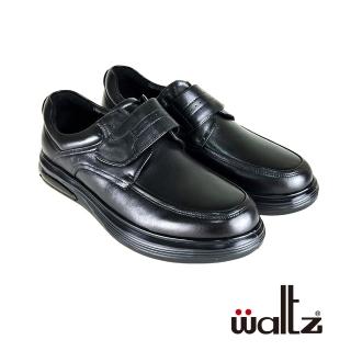 【Waltz】寬楦 氣墊鞋 魔鬼氈皮鞋 紳士鞋 樂福鞋(4W514090-02 華爾滋皮鞋)
