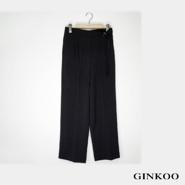 【GINKOO 俊克】腰帶測夾環後鬆緊長褲