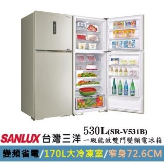 【SANLUX 台灣三洋】◆535公升一級能效變頻雙門冰箱(SR-V531B)