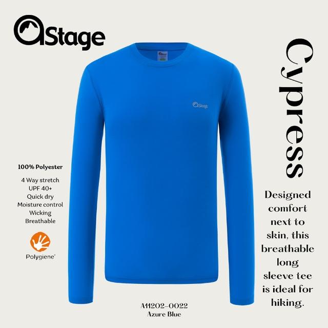 【AStage】Cypress T-Shirt 透氣快乾長袖排汗衣 男 天藍(銀離子機能運動上衣)