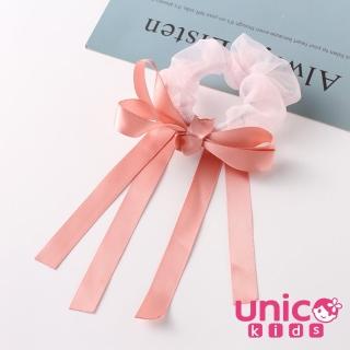 【UNICO】兒童 俏皮粉色蝴蝶結百搭髮圈/大腸圈(配件/飾品)
