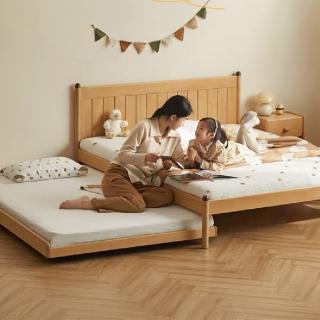 【Taoshop 淘家舖】Ｗ - 實木兒童床簡約子母床歐洲櫸木上下床臥室抽拉雙層床 C02039(1.2X2米山毛櫸－上床)