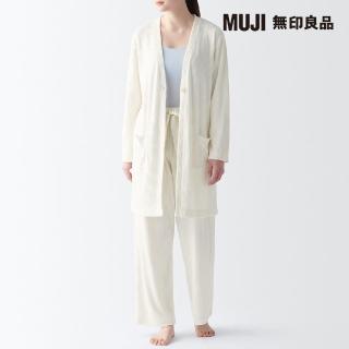 【MUJI 無印良品】女嫘縈混聚酯纖維圈絨螺紋長版開襟衫(共3色)