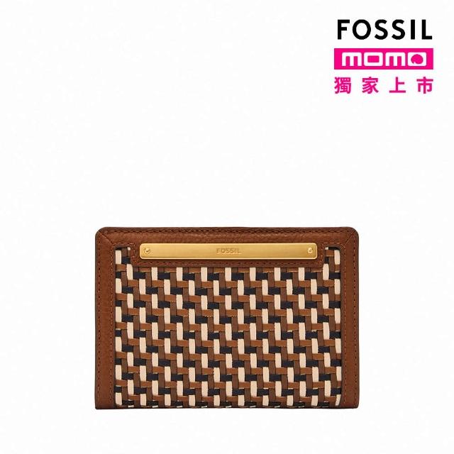 【FOSSIL 官方旗艦館】Liza 輕巧型真皮短夾-棕色編織 SL10040249(母親節)
