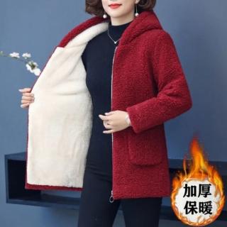 【AKARA】禦寒保暖整件毛料雙層加溫連帽中長外套