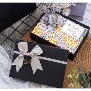 【GIFTME5】多色緞帶黑禮盒-中(時尚送禮 禮盒 生日禮物 禮物盒)