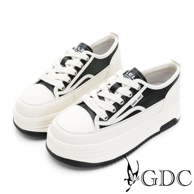 【GDC】素色童趣簡約綁帶厚底休閒鞋-黑色(326196-00)