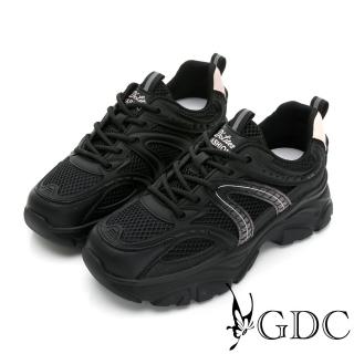 【GDC】時尚沖孔素色流行厚底運動風休閒鞋-黑色(326189-00)