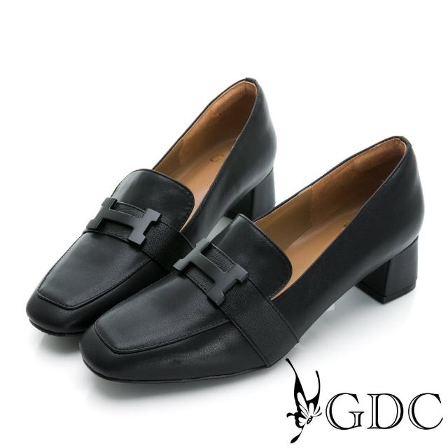 【GDC】歐風氣質方頭真皮中跟上班包鞋-黑色(321039-00)
