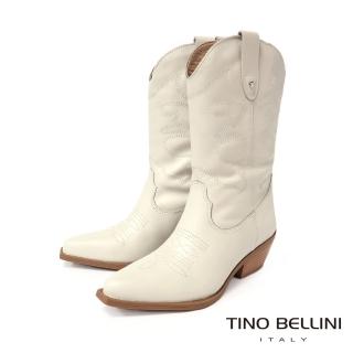 【TINO BELLINI 貝里尼】巴西進口尖頭牛仔靴FWTT001(白色)