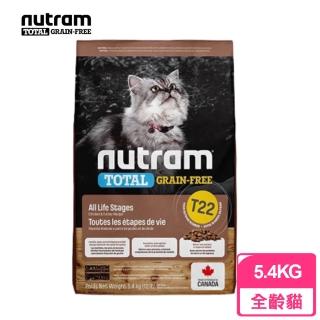 【Nutram 紐頓】T22無穀全能系列-火雞+雞肉挑嘴全齡貓 5.4kg(貓飼料 貓乾糧)