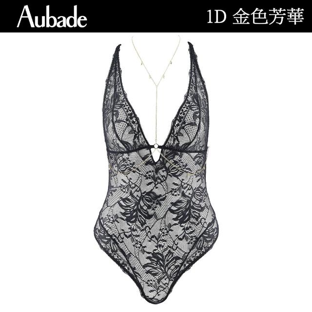 【Aubade】金色芳華金鏈挖背連身BODY 性感內衣 法國進口 女內衣(1D-黑)