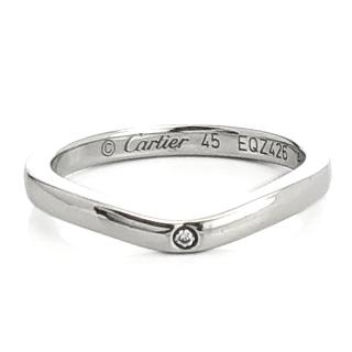 【Cartier 卡地亞】PT950鉑金-鑲三顆鑽Ballerine弧形婚戒45號(展示品)