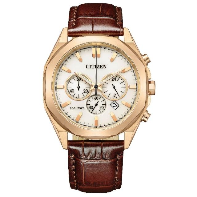 【CITIZEN 星辰】三眼光動能紳士時尚腕錶 白面 41mm(CA4593-15A)