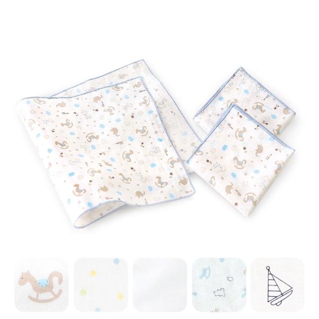 【ding baby】純棉紗布澡巾-3入/台灣製嬰兒寶寶用品浴巾洗臉巾(藍點)