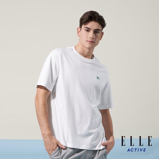 【ELLE ACTIVE】男款 寬鬆剪接圓領T恤-白色(EA24M2M1601#90)