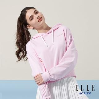 【ELLE ACTIVE】女款 LOGO刺繡休閒短版連帽T恤-粉色(EA24S2W1402#72)