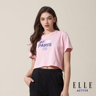 【ELLE ACTIVE】女款 短版印花短袖圓領T恤-粉色(EA24M2W1604#72)